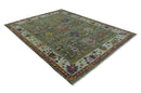 Ready 9x12 Traditional Moss Green and Silver Hand knotted Oushak Wool Area Rug
