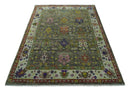 Ready 9x12 Traditional Moss Green and Silver Hand knotted Oushak Wool Area Rug