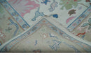 Ready to Ship 9x12 Ivory and Camel Hand Knotted Vibrant Colorful Traditional Oushak Wool Area Rug