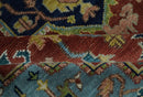 Ready to Ship 9x12 Rust and Blue Traditional Vintage Style Hand Knotted Wool Area Rug