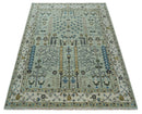 Ready to Ship Antique Moss Green and Ivory Hand Knotted Traditional Wool Area Rug
