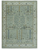 Ready to Ship Antique Moss Green and Ivory Hand Knotted Traditional Wool Area Rug