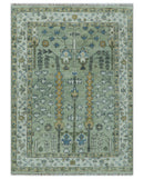 Ready to Ship Antique Moss Green and Ivory Hand Knotted Traditional Wool Area Rug