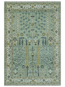 Ready to Ship Antique Moss Green and Ivory Hand Knotted Traditional Wool Area Rug