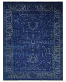 Ready to Ship Blue and Gray Hand knotted Oushak 8x10 and 9x12 wool Area Rug