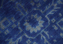 Ready to Ship Blue and Gray Hand knotted Oushak 8x10 and 9x12 wool Area Rug