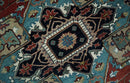 Ready to Ship Blue, Rust and Ivory 8x10 Hand knotted Traditional Wool Area Rug