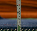 Blue Tribal Border Design Hand Loomed Wool Area Rug
