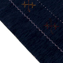 Blue Tribal Border Design Hand Loomed Wool Area Rug