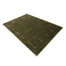 Green Tribal Border Design Hand Loomed Wool Area Rug