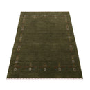 Green Tribal Border Design Hand Loomed Wool Area Rug