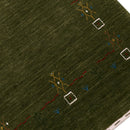Green Tribal Border Design Hand Loomed Wool Area Rug