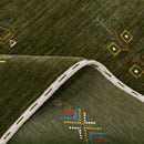 Green Tribal Center Medallion Hand Loomed Wool Area Rug