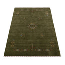 Green Tribal Center Medallion Hand Loomed Wool Area Rug