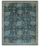 Ready to Ship Hand Knotted Oriental Turkish Oushak Blue and Camel Wool Area Rug