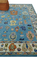 Ready to Ship Hand Tufted Blue and Ivory Modern Colorful Oushak Rug, Kids, Living Room Rug