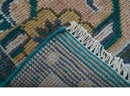 Ready to Ship Peach And Teal Traditional Hand Knotted 8x10 Wool Rug