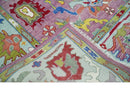 Ready to Ship Pink Modern Oushak Rug Wool Blue Colorful Hand knotted Area Rug