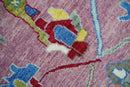Ready to Ship Pink Modern Oushak Rug Wool Blue Colorful Hand knotted Area Rug