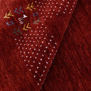 Red Contemporary Border Motifs Hand Loomed Wool Area Rug
