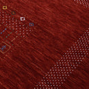 Red Contemporary Center Design Hand Loomed Wool Area Rug