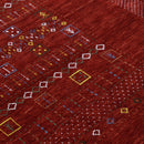 Red Contemporary Center Design Hand Loomed Wool Area Rug