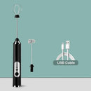 Rechargeable black & silver electric milk frother kitchen mixer