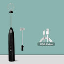 Rechargeable black & silver electric milk frother kitchen mixer
