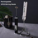 Rechargeable black & silver electric milk frother kitchen mixer