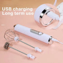 Rechargeable black & silver electric milk frother kitchen mixer