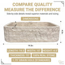 Rectangle Tan Travertine Vessel Bathroom Sink - Handcrafted Natural Stone Above Counter Vanity Basin