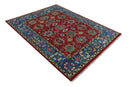 Custom Made Maroon and Blue Antique Turkish Hand Knotted Wool Area Rug
