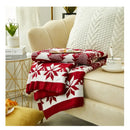 Red and white knitted jacquard christmas tree blanket living room