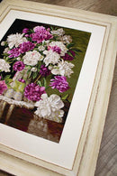 Red and White Peonies B608L Counted Cross-Stitch Kit