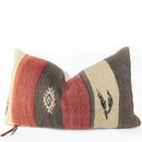 Red Black and Ivory Vintage Lumbar Pillow