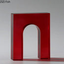 Red & blue geometric crystal arch glass sculpture living room decor