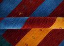 5x8 Vibrant Red, Blue, Yellow and Green Striped Wool Hand Woven Southwestern Lori Rug | KNT17