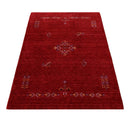 Red Center Medallion Tribal Design Hand Loomed Wool Area Rug