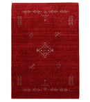 Red Center Medallion Tribal Design Hand Loomed Wool Area Rug