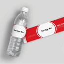 Red Centered Logo Water Bottle Labels
