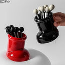 DecorBites™ Boot Ceramic Storage Jar Desk Organizer Box for Small Objects