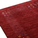 Red Contemporary Border Motifs Hand Loomed Wool Area Rug