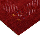 Red Contemporary Border Motifs Hand Loomed Wool Area Rug