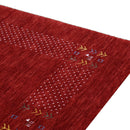 Red Contemporary Border Motifs Hand Loomed Wool Area Rug