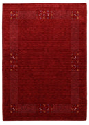Red Contemporary Border Motifs Hand Loomed Wool Area Rug