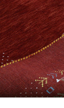 Red Contemporary Border Motifs Hand Loomed Wool Area Rug