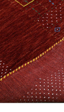 Red Contemporary Center Design Hand Loomed Wool Area Rug