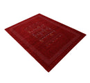 Red Contemporary Center Design Hand Loomed Wool Area Rug