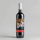 Red Feliz Navidad Photo Wine Label