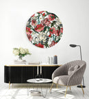 Red Flowers Printed Transparent Acrylic Circle